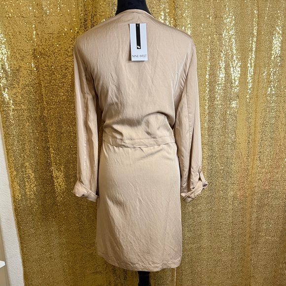 Nine West Open Front Duster Jacket In Beige Color - Picture 6 of 11